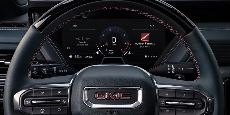 Close-up 2026 GMC Yukon XL steering wheel